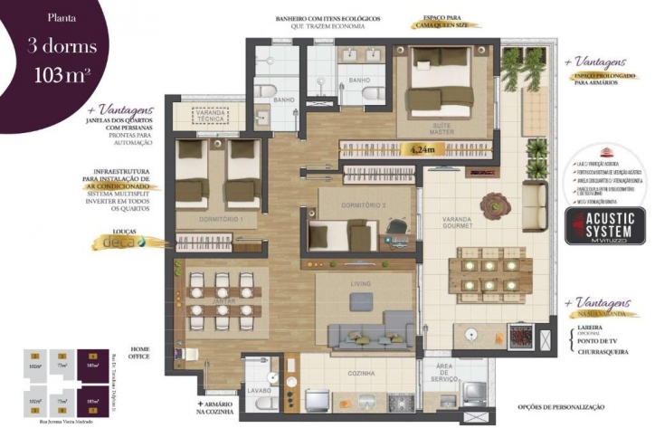 Venda, 3 dormitórios em Blessed Aquarius Exceptional - 20