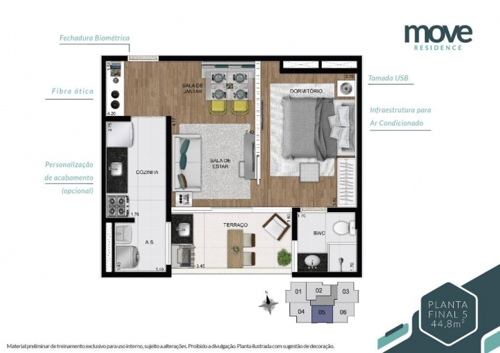 Locação, 1 dormitório em Move Residence - 20